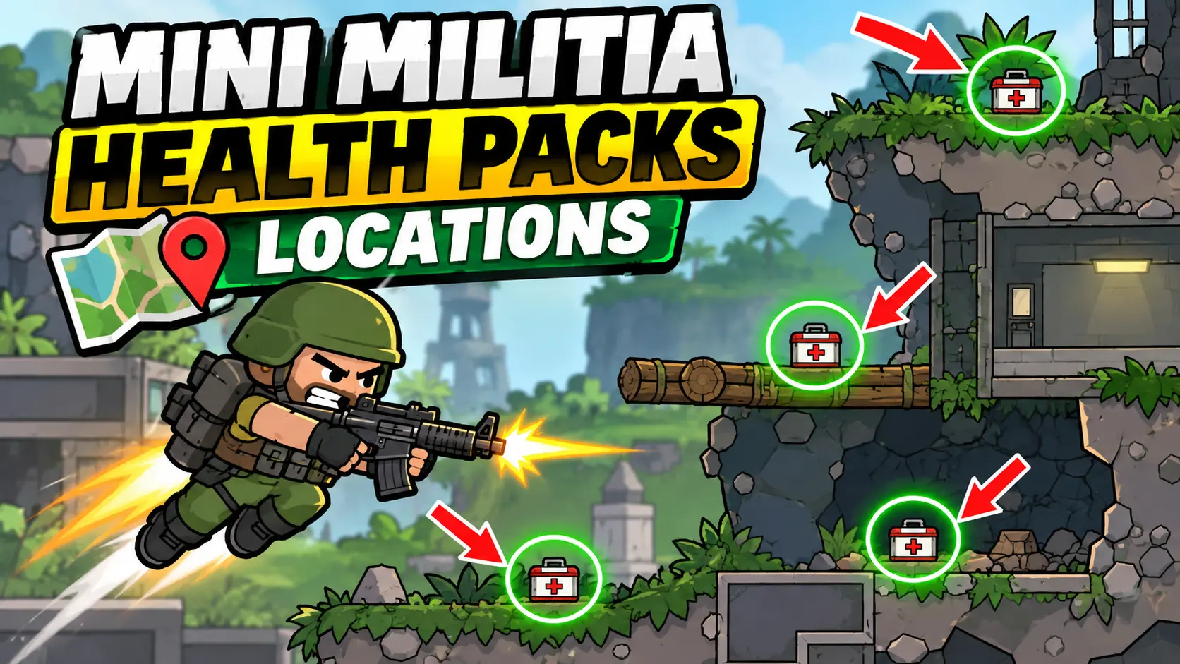 Mini Militia Health Pack Locations